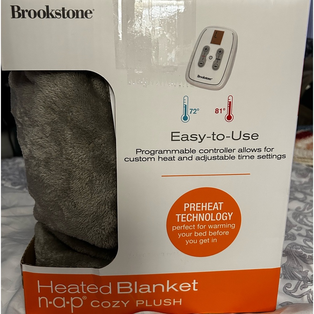 Brookstone twin heated blanket cozy plush